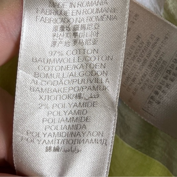 Burberry Brit Yellow Plaid Print Three-Quarter Sleeve Button-Up Top Size Large - Picture 8 of 11